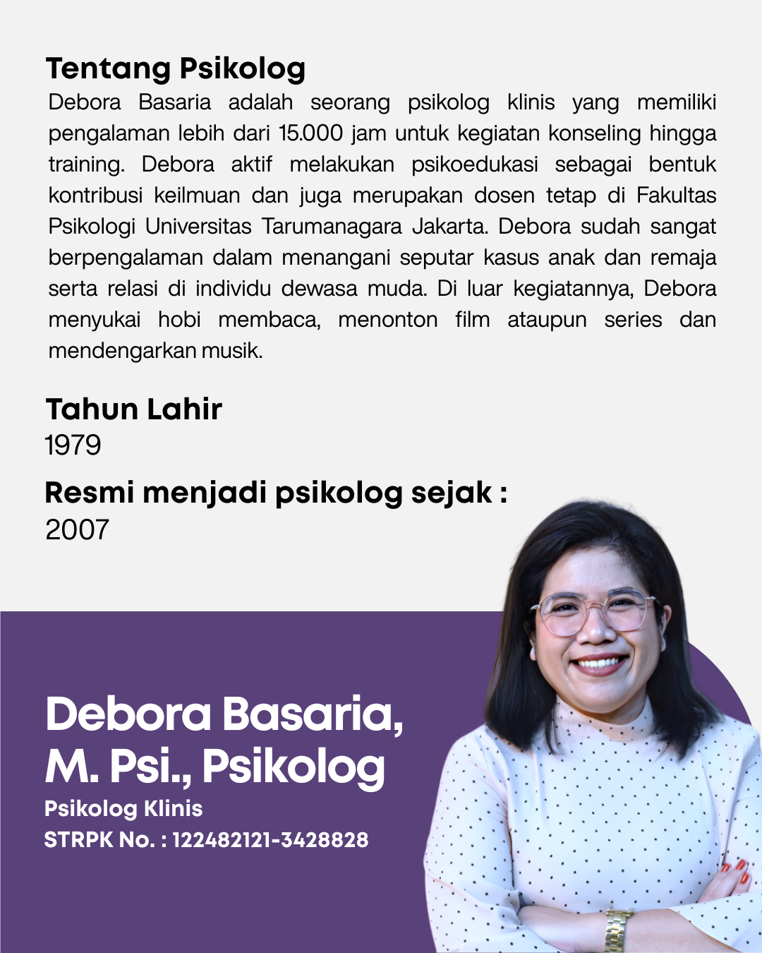 Foto 2 Assessment Kepribadian dengan Debora Basaria, M. Psi., Psikolog